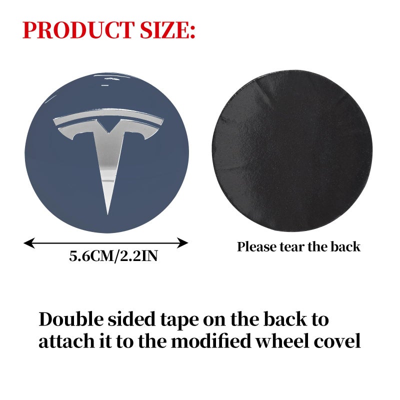 Knomix 4 Pack Aluminum Waterproof Wheel Cover Center Emblem Sticker for Tesla Model 3 Model Y 56mm Hubcaps Wheel Rim Cover (Sliver Background+Silver Emblem) - Image 5